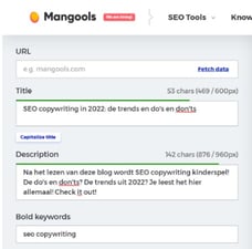 Metatitel en -descriptie aanpassen in Mangools